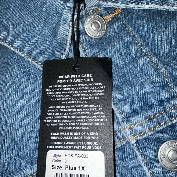 Hudson Los Angeles Denim Button Up Jean Trucker Jacket Women's Size  XL/1X NEW - Picture 5 of 11
